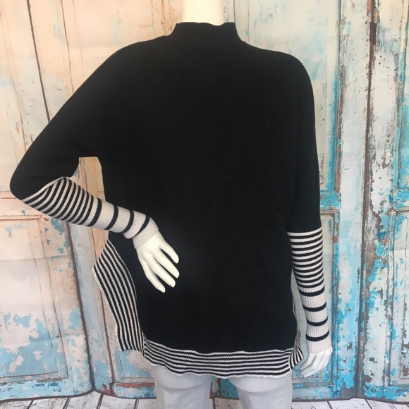 MDRN MODERN CITIZEN Black Stripe Mock Neck Sweater - Picture 2 of 9